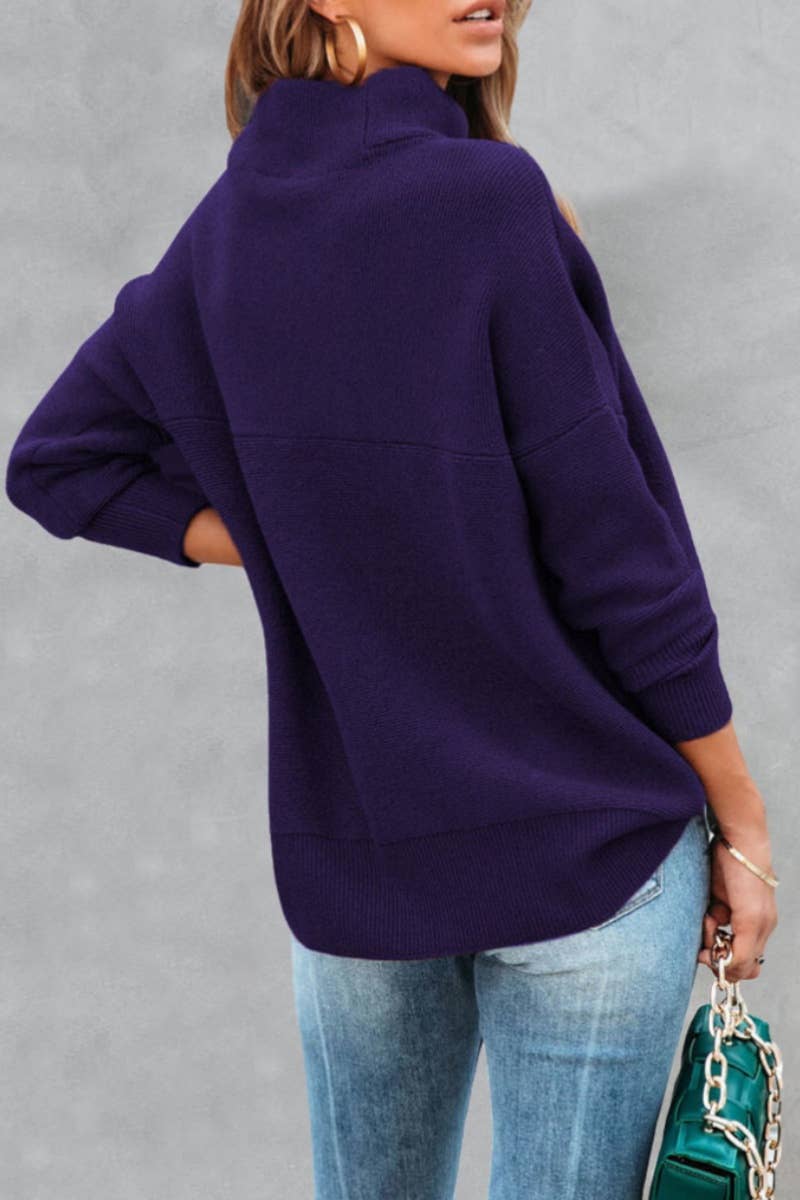 CWOSWL5846_STYLISH TURTLENECK LONG-SLEEVED SWEATER