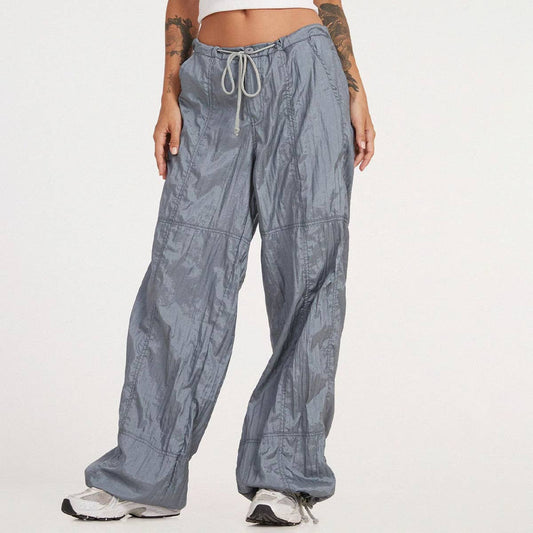 CWBLP1553_COMFORTABLE DRAWSTRING WIDE LEG CASUAL PANTS