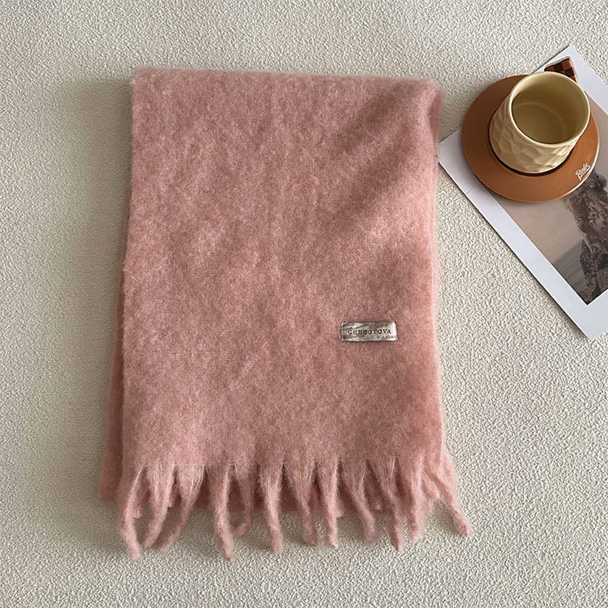 Chunky Wool Blend Scarf for Winter ? Solid Color