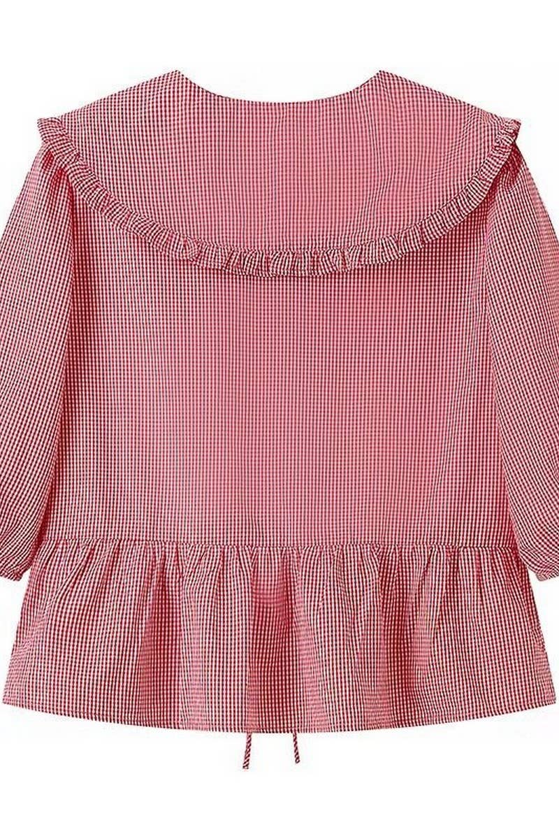 CWTBLL1129_CASUAL PLAID SHIRT WITH BABY DOLL COLLAR