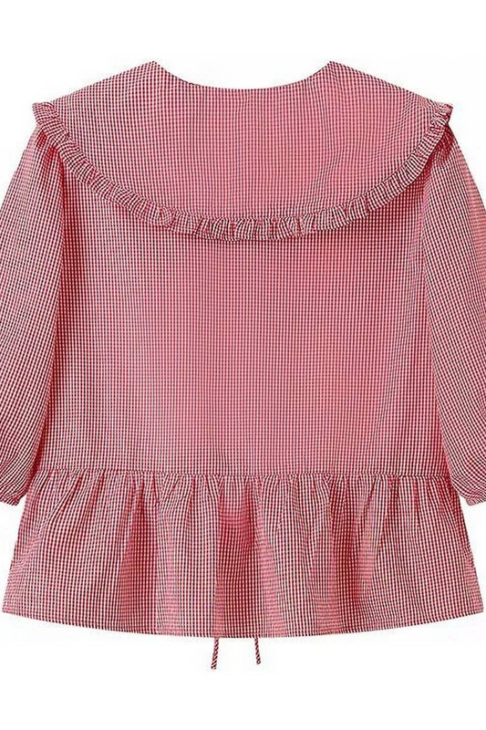 CWTBLL1129_CASUAL PLAID SHIRT WITH BABY DOLL COLLAR