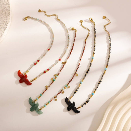 High-End Eagle Beaded Natural Stone Necklace
