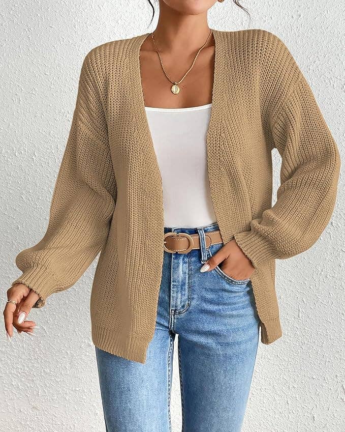 CASUAL COARSE CARDIGAN SOLID COLOR LOOSE COAT
