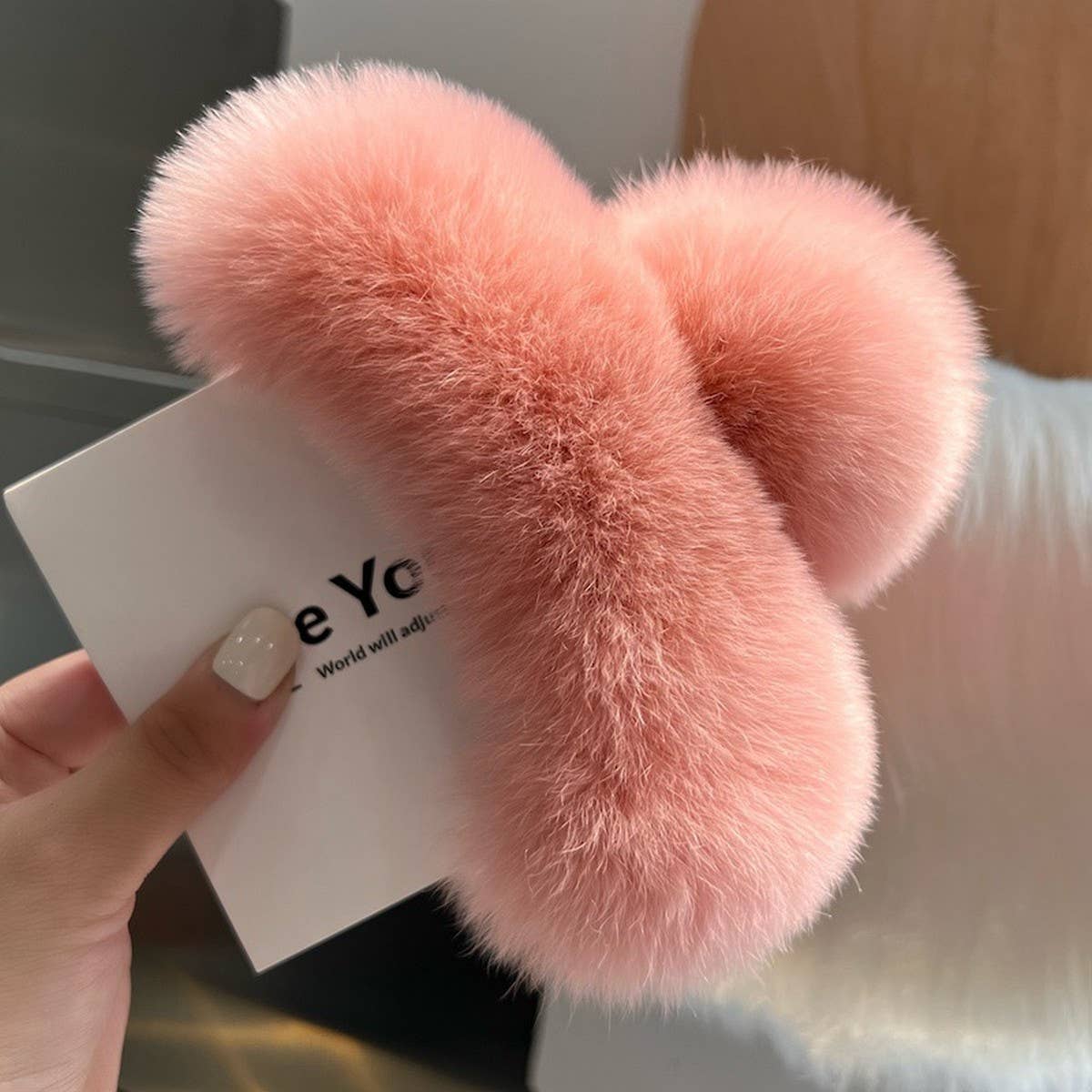 Large Real Rex Rabbit Fur Hair Claw - Cute & Cozy_CWAHA3302