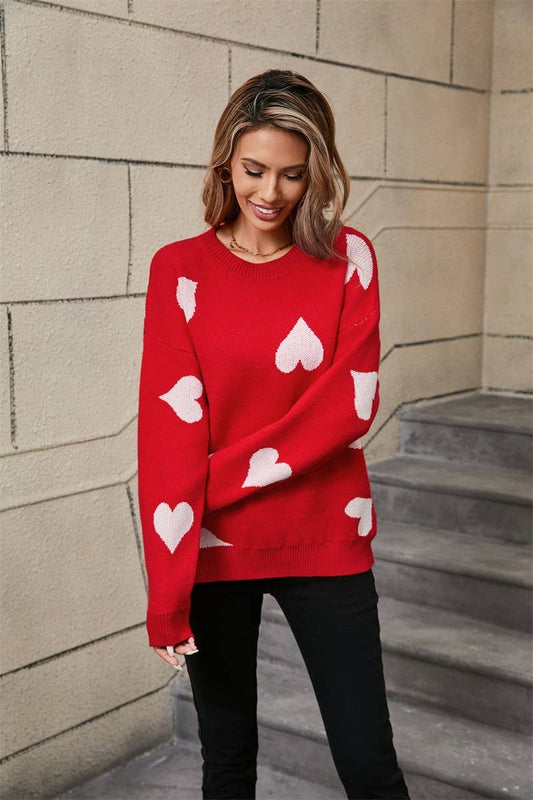 CWOSWL5762_VALENTINE'S DAY HEART LONG SLEEVE KNITTED SWEATER