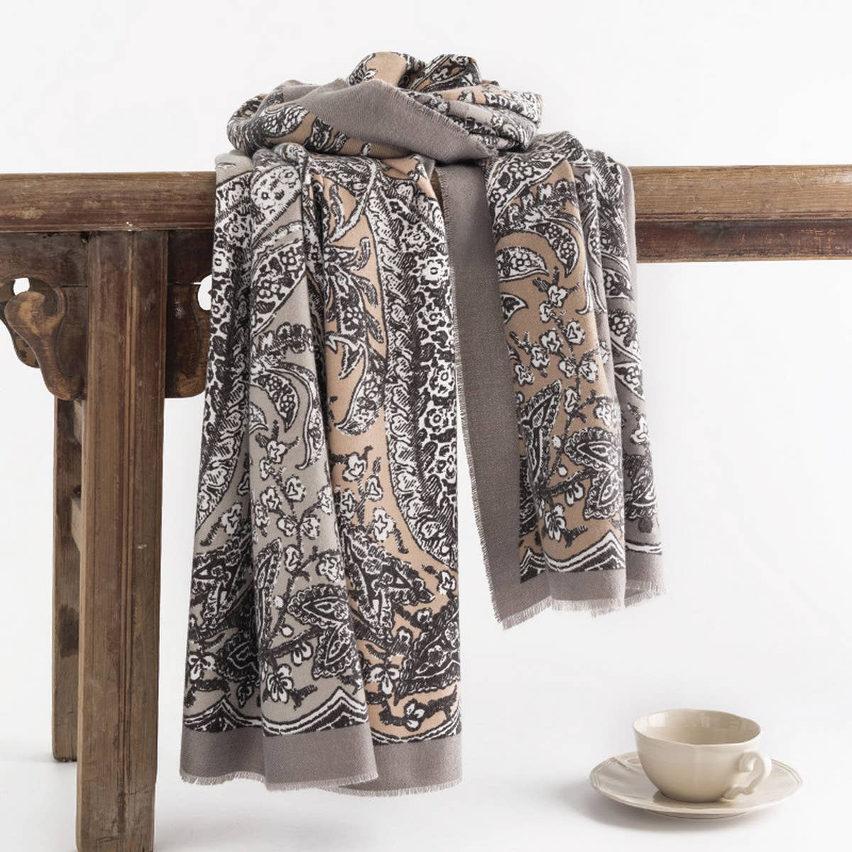 Boho Colorblock Printed Scarf ??Soft Warm Wrap_CWASC0442