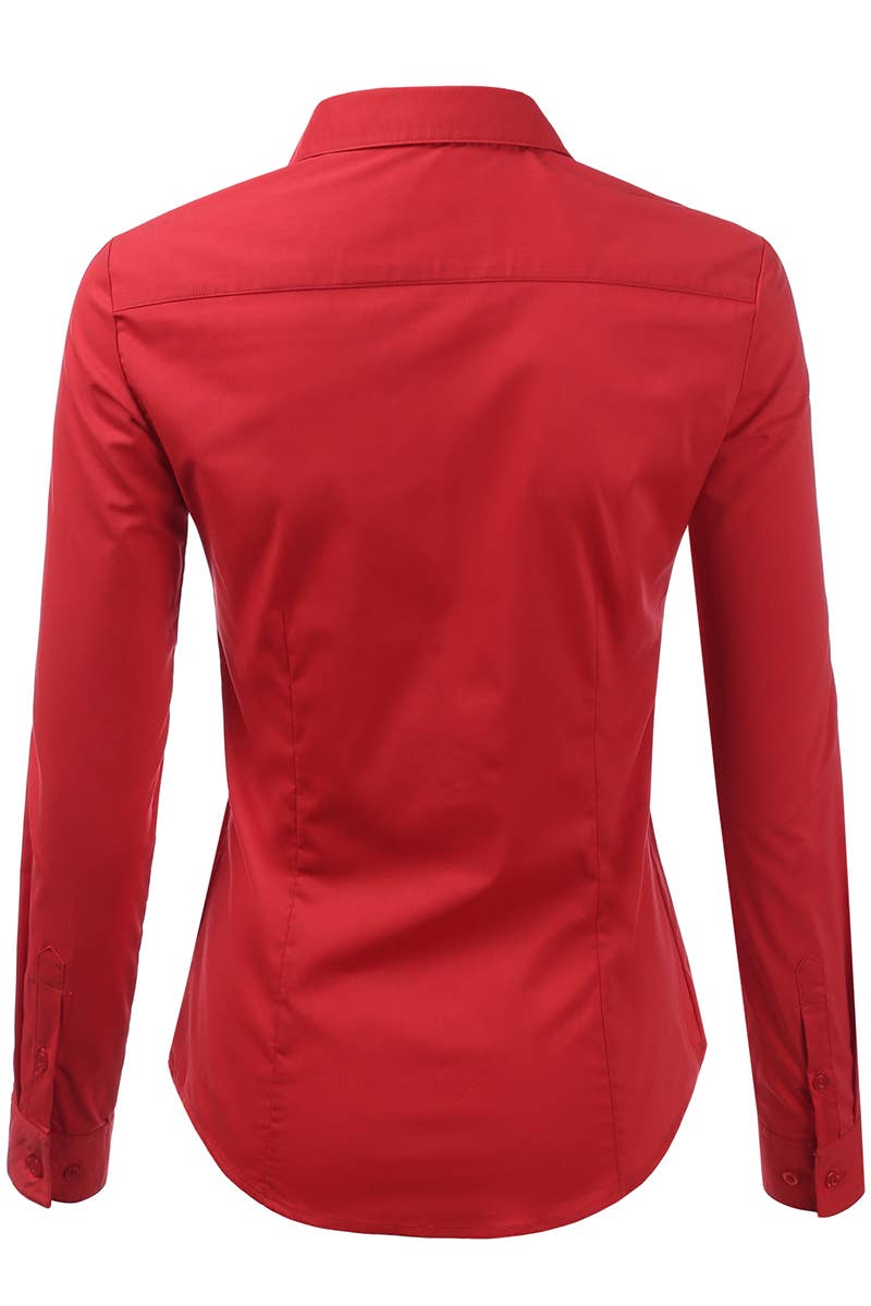 CWTSTL708_Basic Slim Fit Simple LongSleeve Button Down Shirt