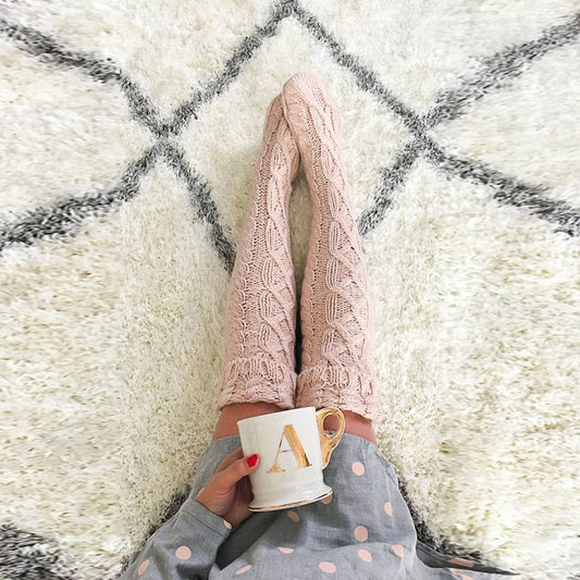 FASHIONABLE TWISTED HEM LONG OVER-THE-KNEE SOCKS