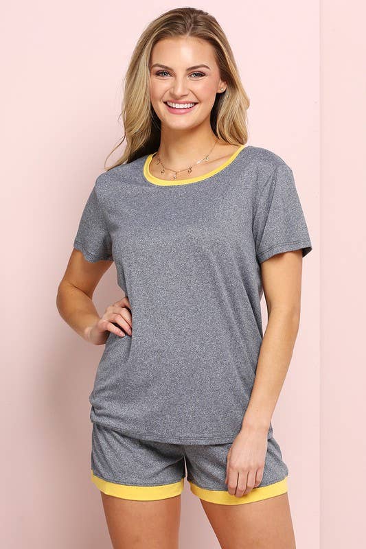 CWSPJ031_SHORT SLEEVE TOP WITH SHORTS PAJAMA SET