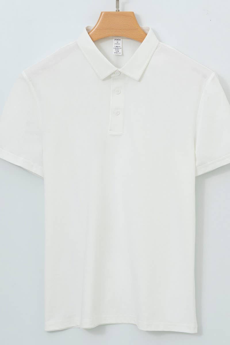 CWTTS1034_SOLID COLOR CASUAL SHORT SLEEVE MEN POLO SHIRT
