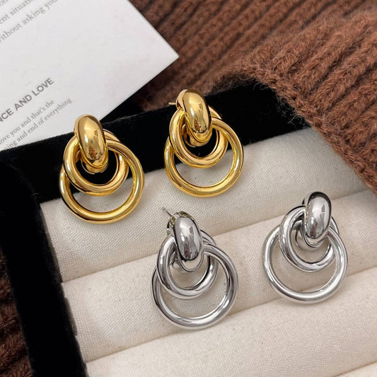 SIMPLE HIGH-GRADE METAL GEOMETRIC CIRCLE EARRINGS_CWAJE3130