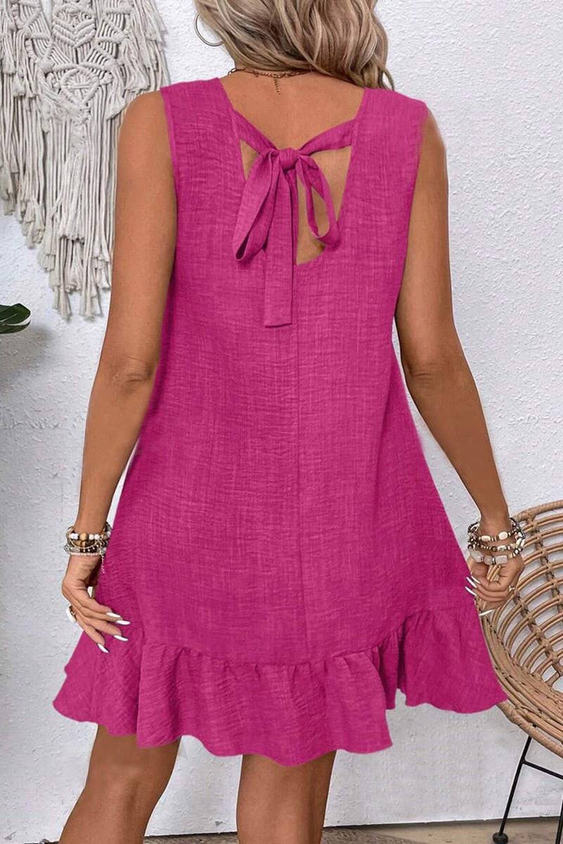CWDSD7142_RUFFLED SLEEVELESS CASUAL TANK DRESS