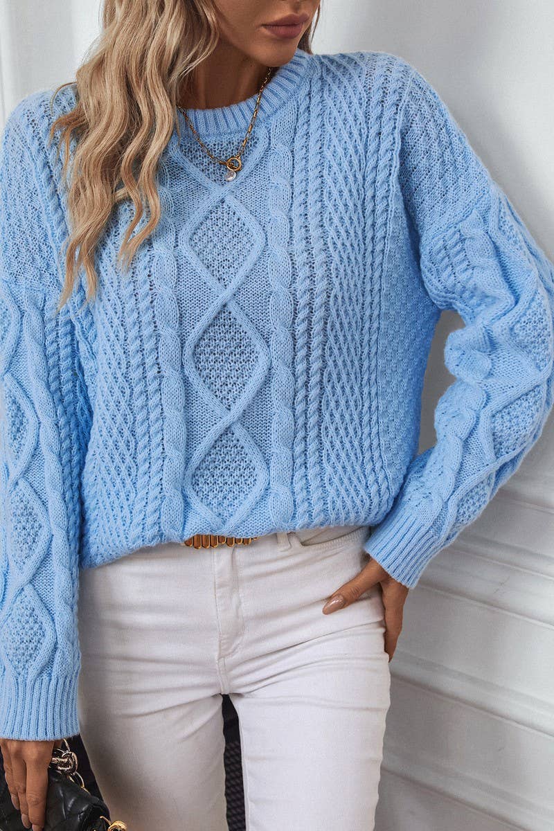 CWOSWL2906_CABLE KNIT LOOSE LONG SLEEVE SWEATER