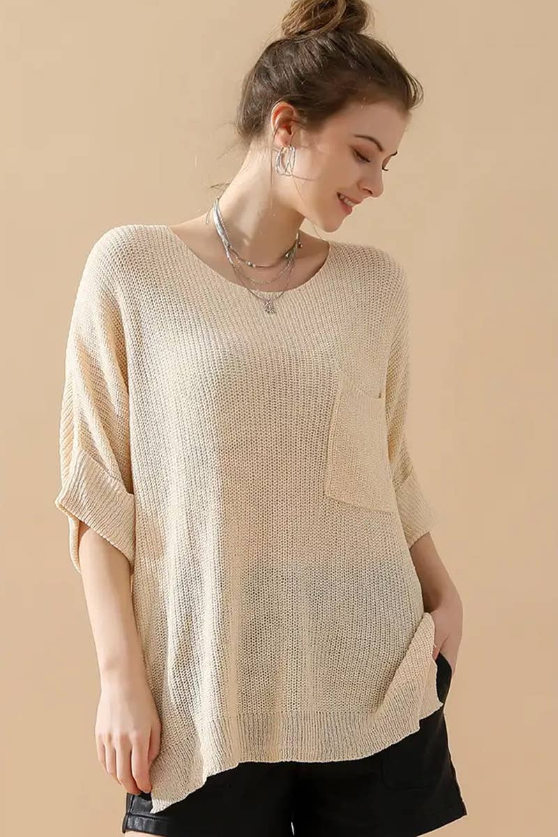 CWTTL1997_LOOSE SOLID COLOR FASHIONABLE PULLOVER SWEATER