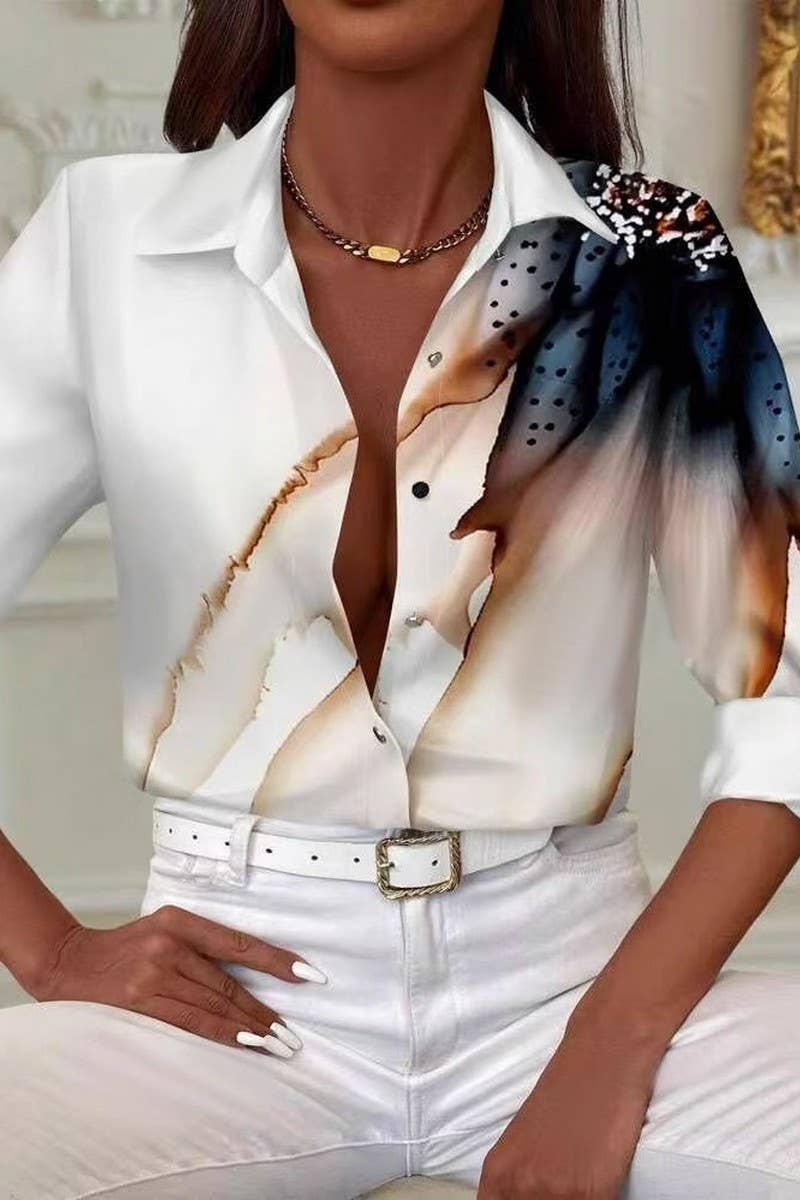 CWTBLL3872_FASHION PRINTED LONG SLEEVE BLOUSE