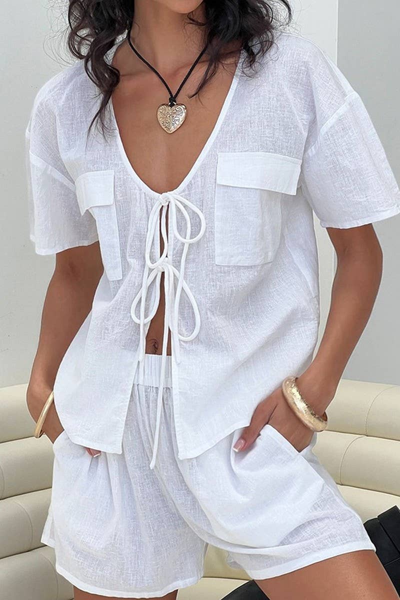 CWSPJ0368_COTTON BANDAGE SHORT SLEEVE SHORTS PAJAMA SET