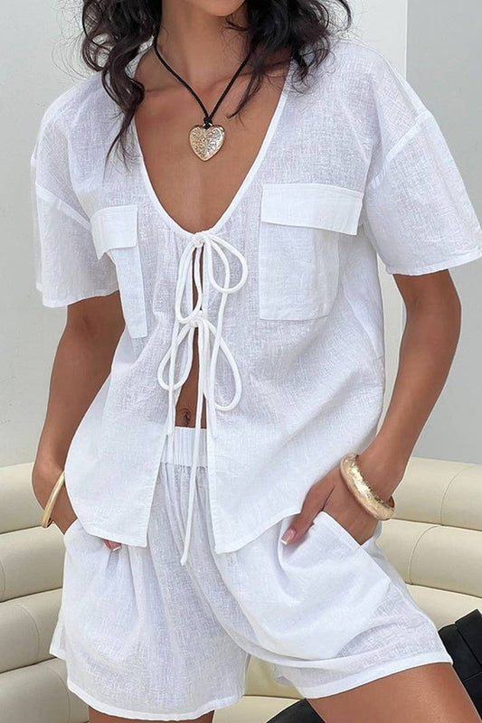 CWSPJ0368_COTTON BANDAGE SHORT SLEEVE SHORTS PAJAMA SET