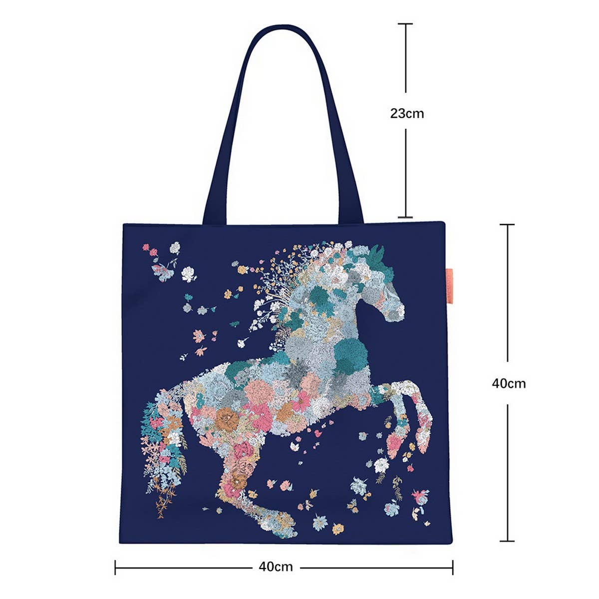 Light Floral Horse Print Canvas Shoulder Bag_CWAB5135