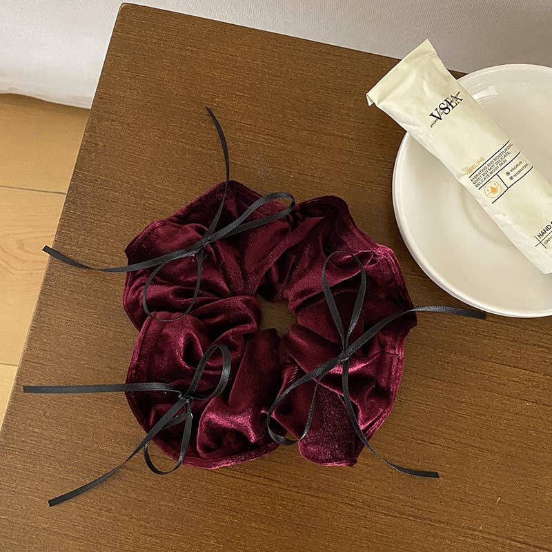 French ballet bow velvet fabric large scrunchie