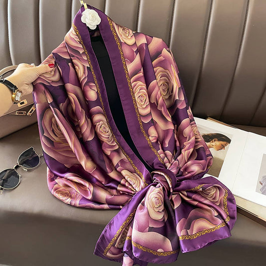 Fall Scarf - Fashionable Petal Print Long Shawl_CWASC0521