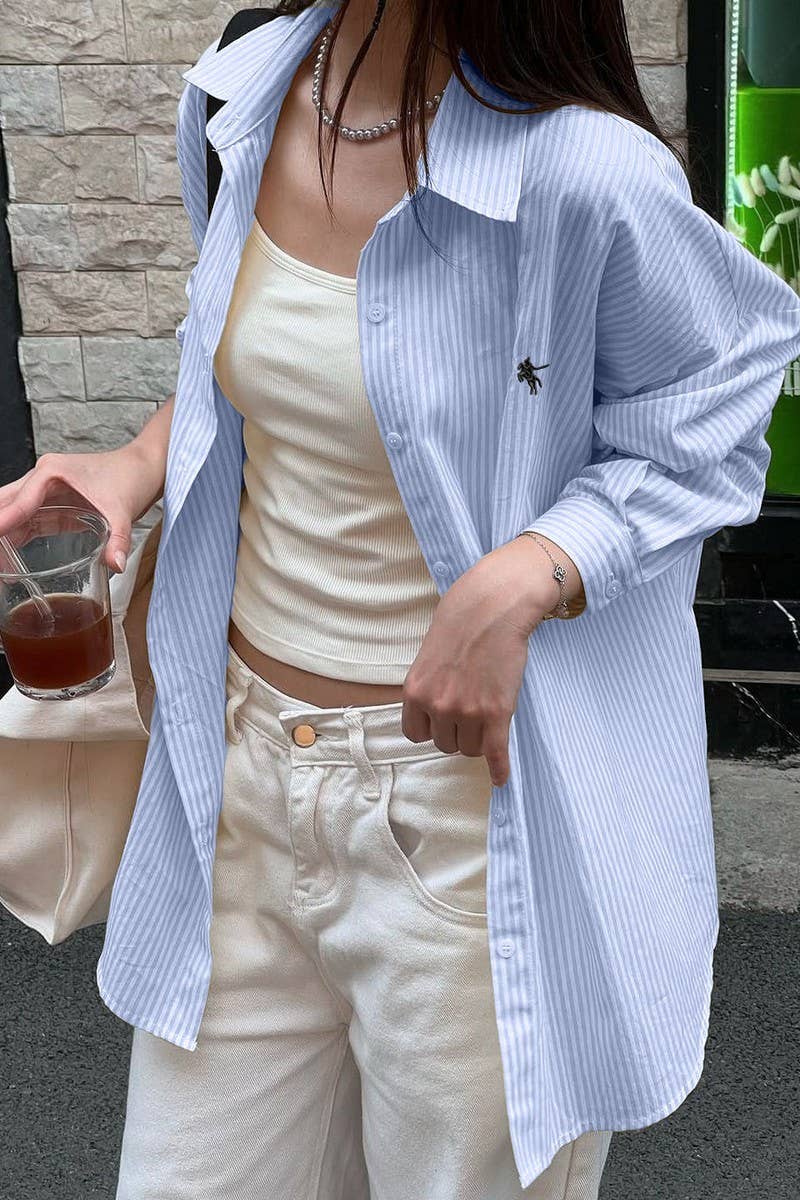 CWTSTL01002_RESORT CHIC STRIPED LONG SLEEVE SHIRT