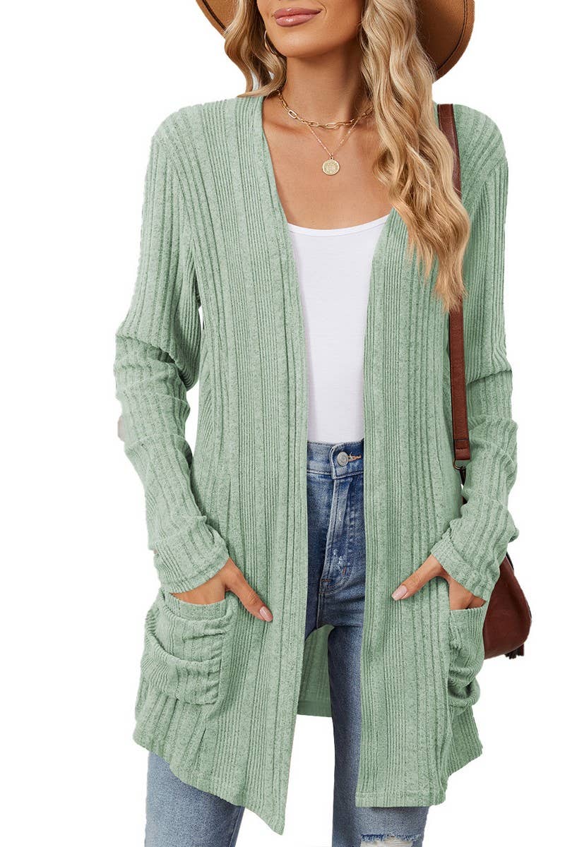 CWOCAL1923_BRUSHED POCKET LONG SLEEVE CARDIGAN COAT