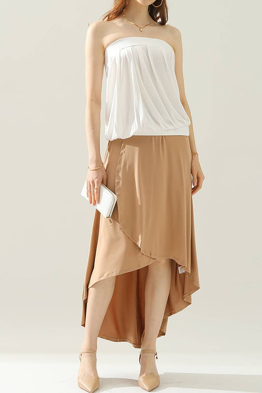 CWBLS090_OVERLAP HIGH WAIST BANDED FLARE MAXI SKIRT