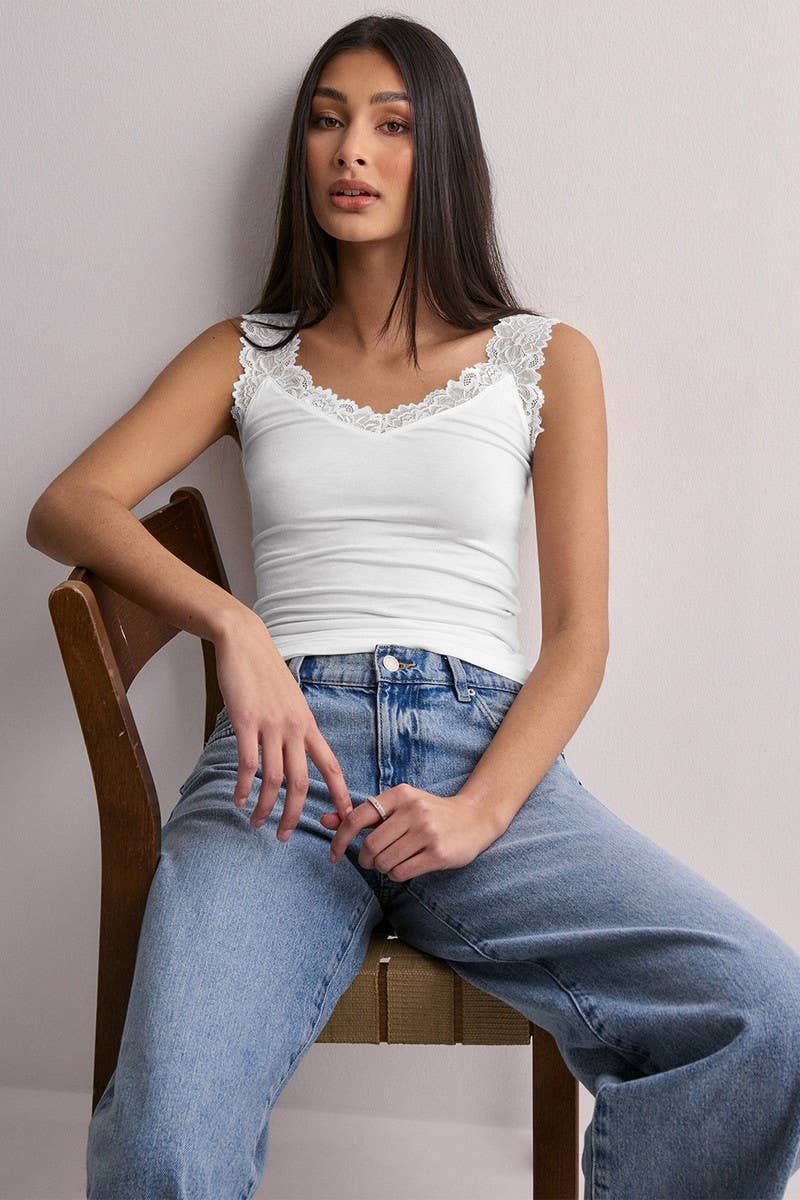 CWTTSL0467_SUMMER LACE U-NECK SLEEVELESS SOLID COLOR VEST