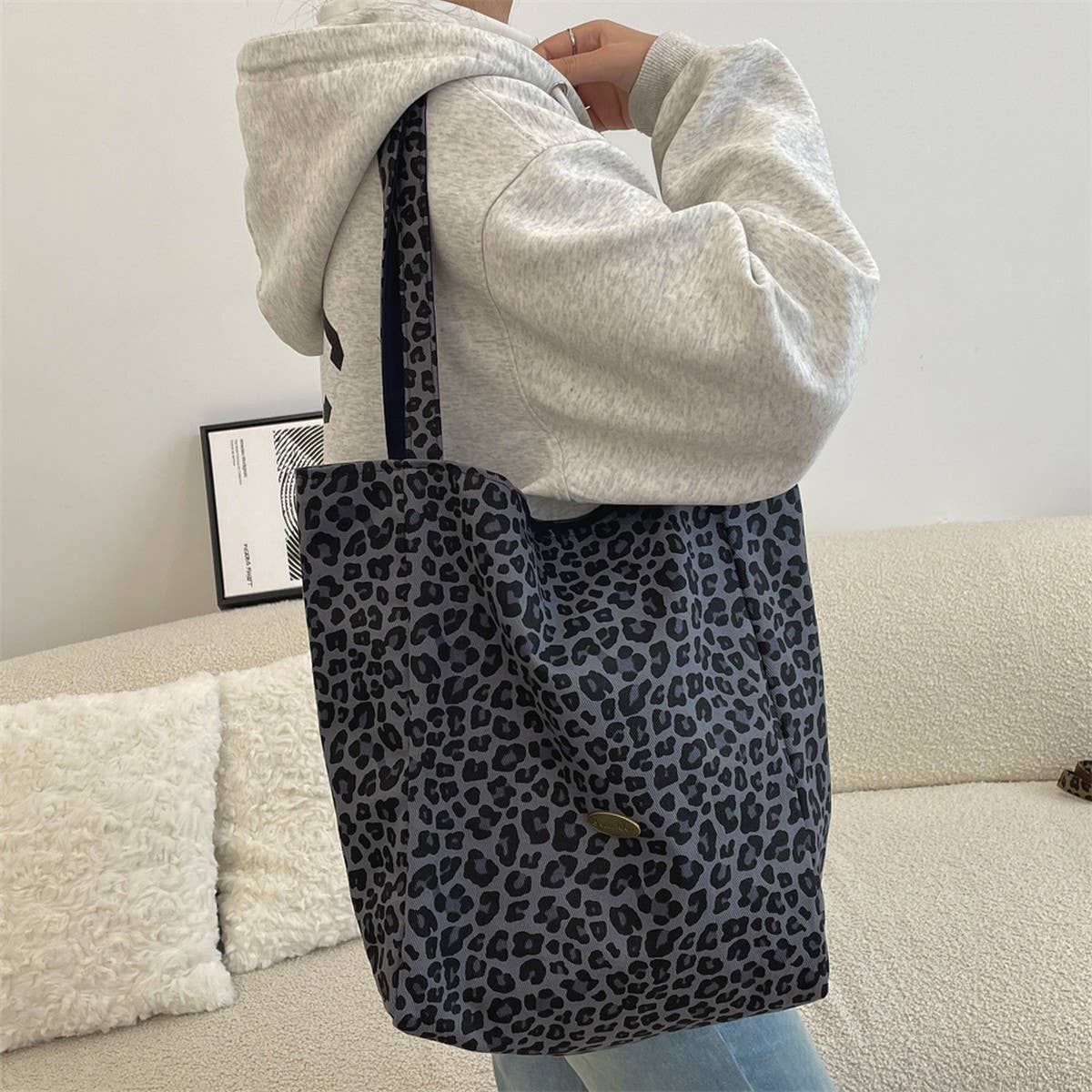 CWAB3898_LEOPARD PRINT SHOULDER UNDERARM CANVAS BAG