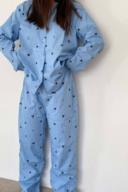 CWSPJ0439_HEART PRINT COZY LONG SLEEVE PAJAMA SET