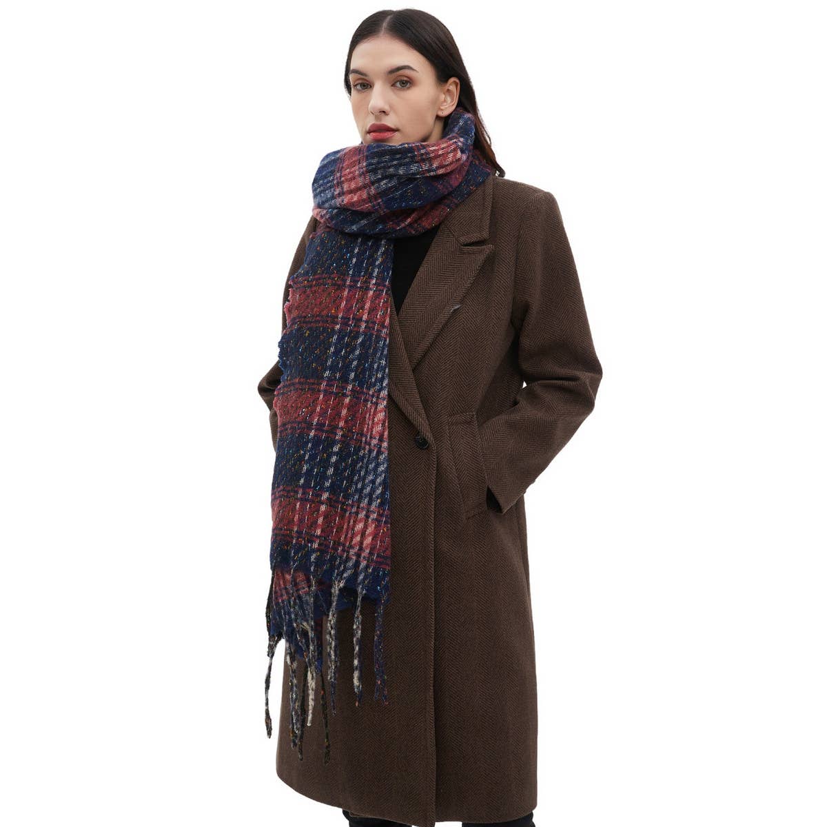 Mixed Plaid Fringe Scarf ? Unisex Winter Shawl