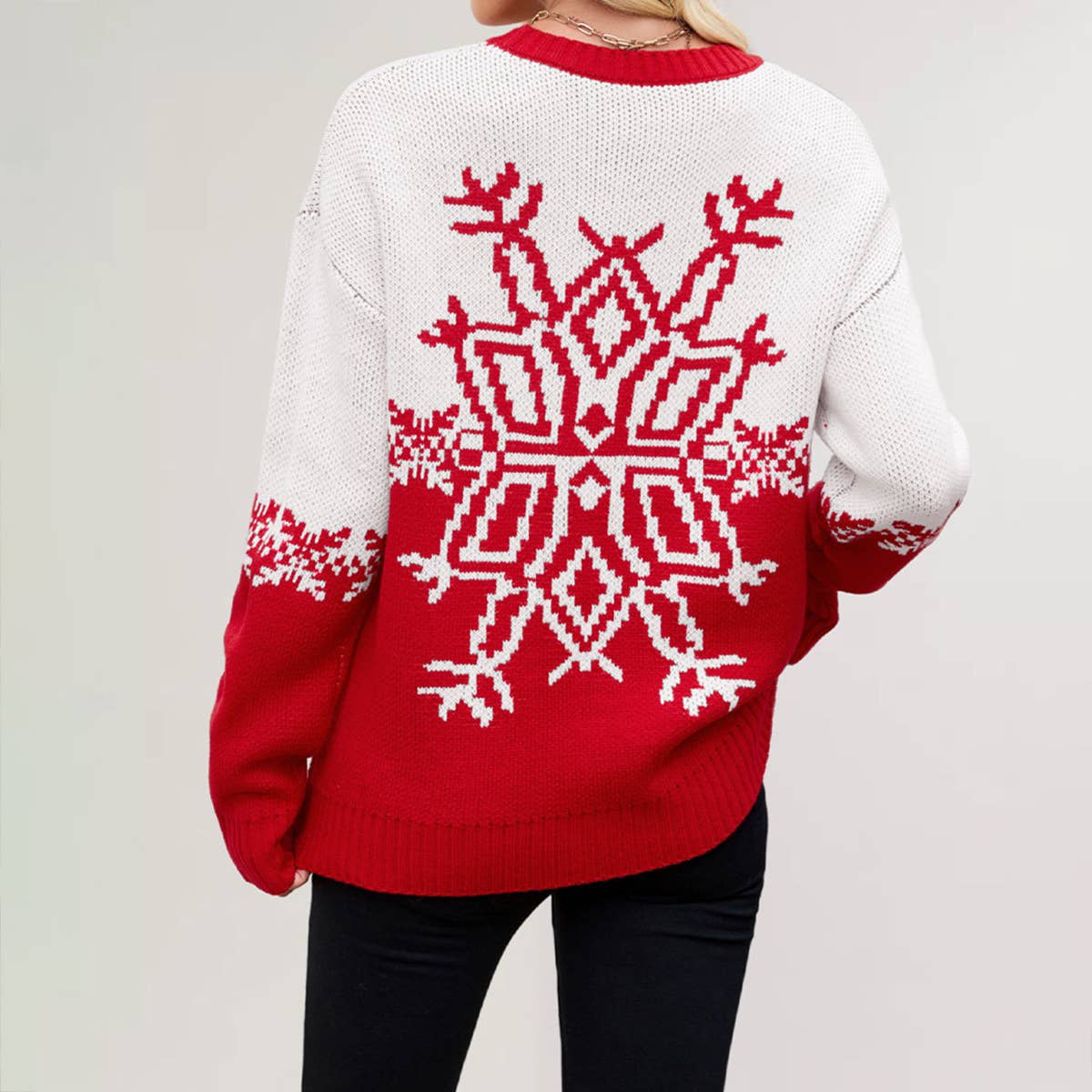 Christmas big snowflake casual knitted sweater