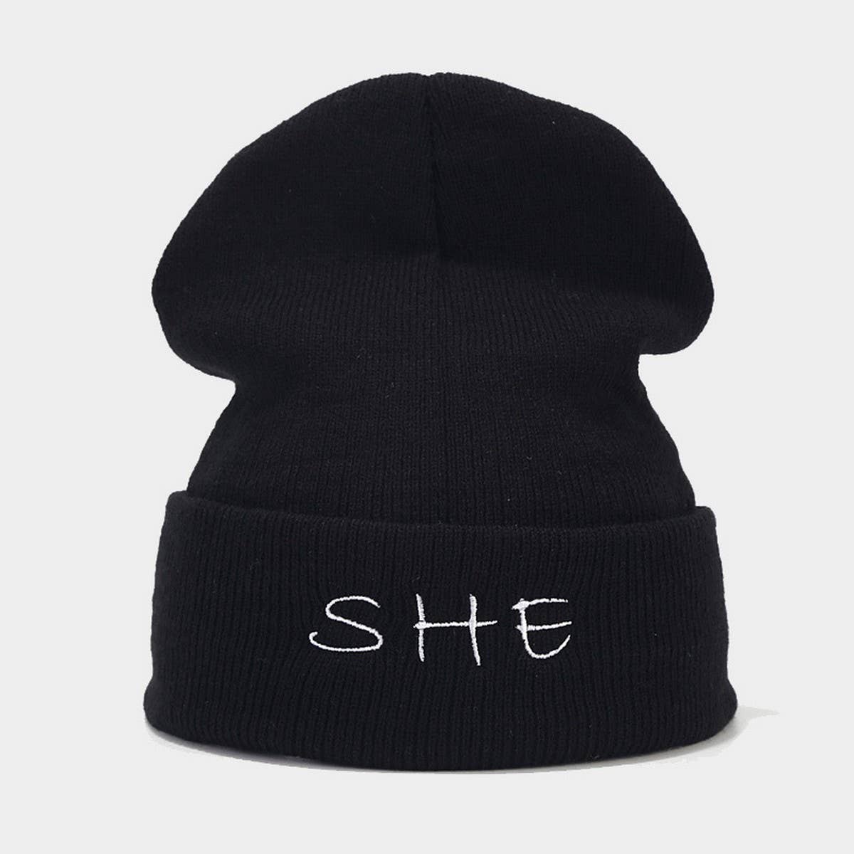 MOM  DAD COUPLE KNITTED HAT WITH LETTER EMBROIDERY_CWAH2071