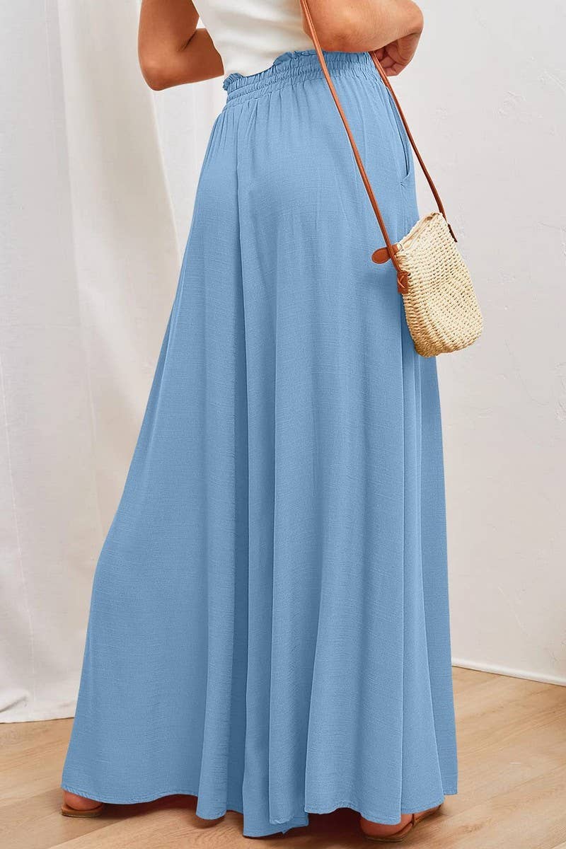 CWBLP0710_CASUAL ELASTIC WAIST WIDE LEG PANTS