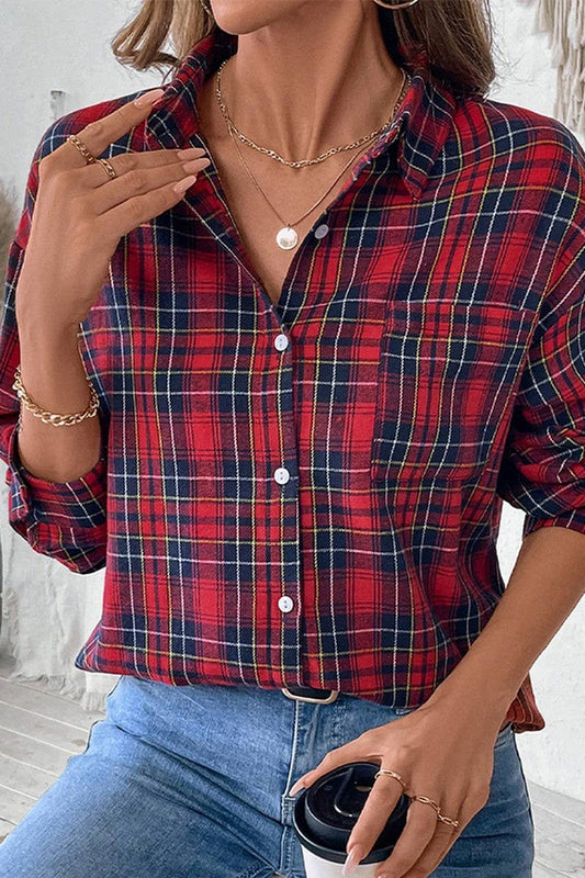 CWTBLL3710_NEW RETRO CASUAL PLAID SHIRT FOR SPRING AND AUTUM