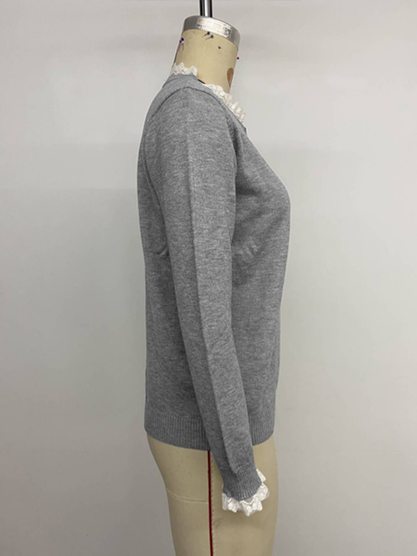 Elegant retro style lace semi-cardigan sweater