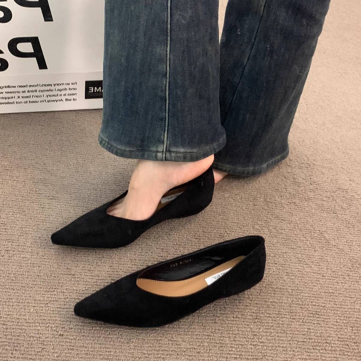 Brown Wedge Heels Pointed Toe Flats for Women_CWSHF0086