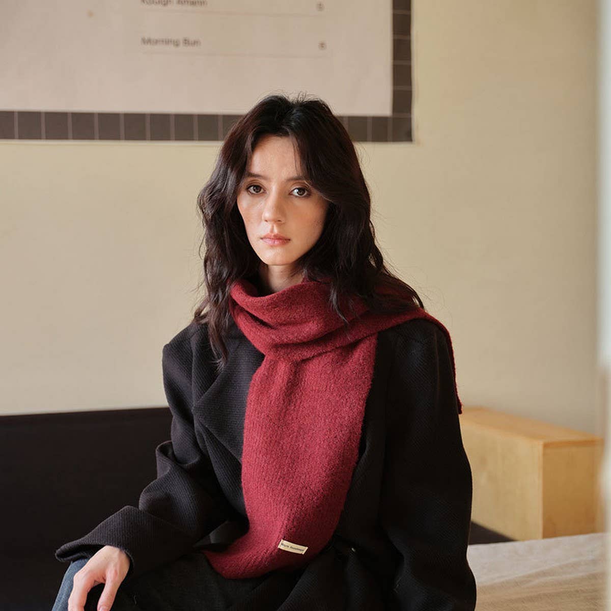 Winter solid wool blend scarf - soft and versatile