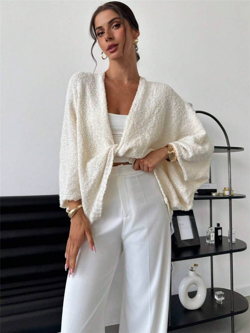 Cross design deep V-neck casual loose sweater