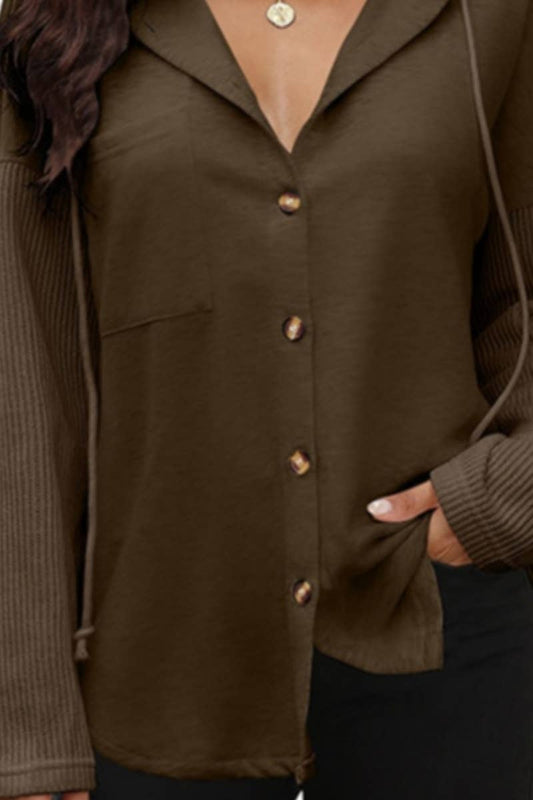 CWTSTL2349_SINGLE-BREASTED LONG-SLEEVED HOODIE JACKET