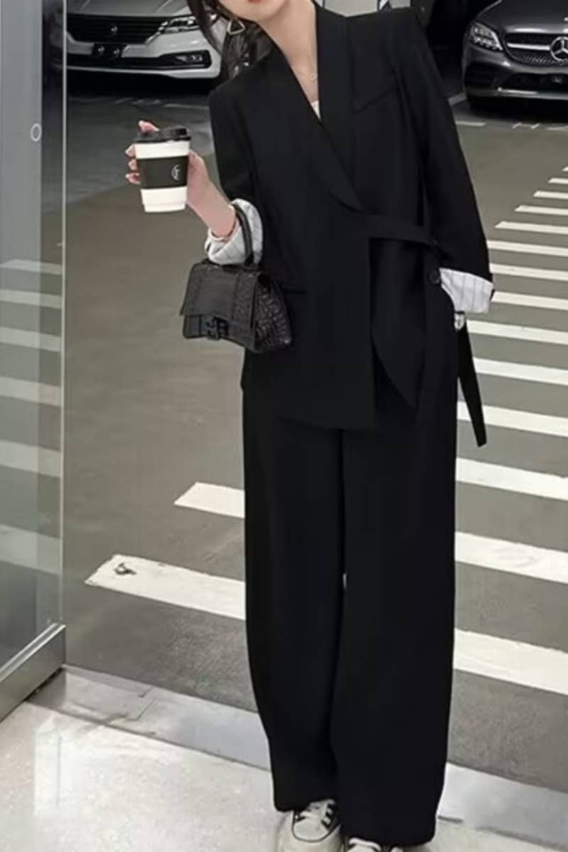 CWSS1047_FASHION DESIGN SENSE LACE-UP PANTSUIT