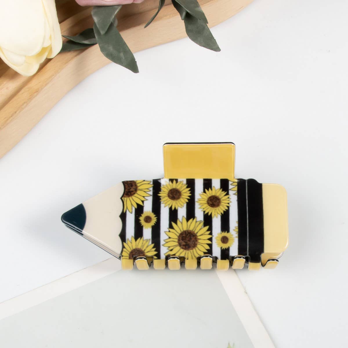 CWAHA5139_SUNFLOWER LEOPARD STRIPE PENCIL HAIR CLIP