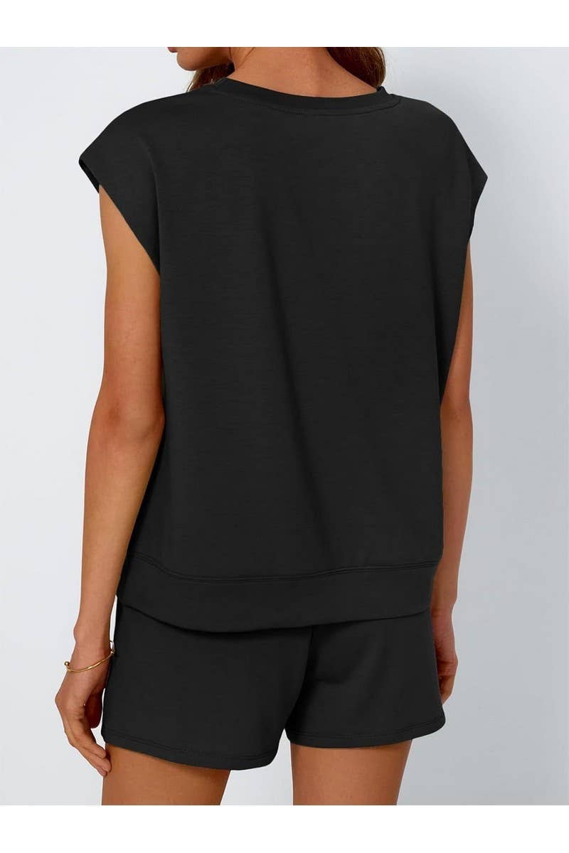 CWSTB00487_2025 SPRING SUMMER WOMEN 2 PIECE SET SHORT SLEEVE