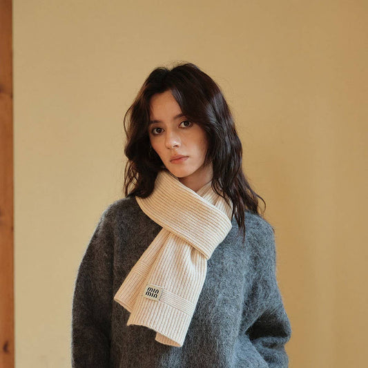 100% Wool Knitted Striped Scarf – Soft & Warm_CWASC2305