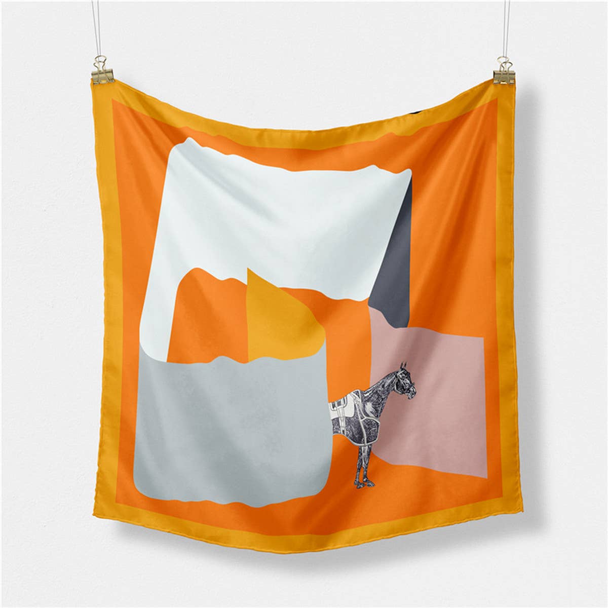 Geometric Print Reversible Satin Scarf for Summer