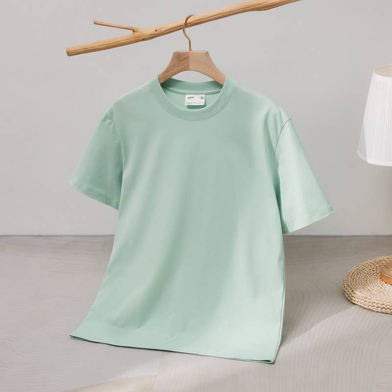 CWTTS0922_SOLID COLOR LOOSE CASUAL ROUND NECK T SHIRT