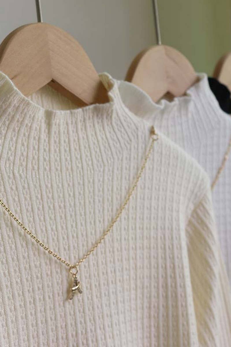 CWTBLL2700_SOLID COLOR HALF TURTLENECK KNITTED BOTTOMING TOP