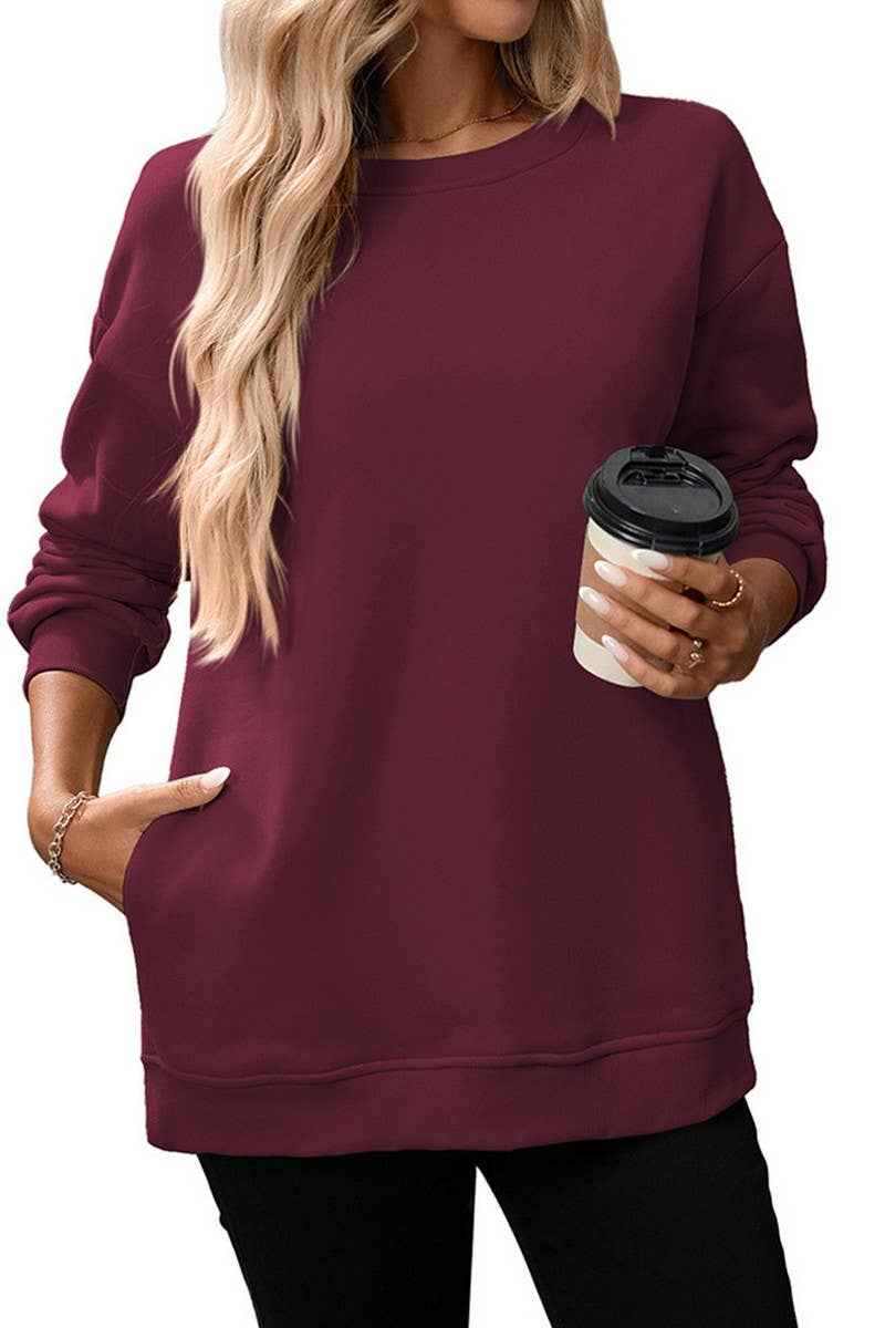 CWTBLL00831_SOLID COLOR CREWNECK PULLOVER SWEATSHIRT