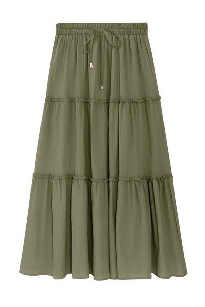 CWBLS0557_CASUAL SOLID PATCHWORK ELASTIC WAIST MAXI SKIRT