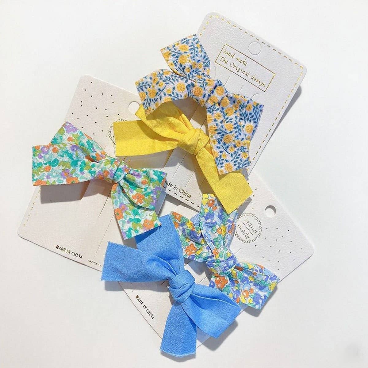 CWAHA07432_2PCS FLORAL BOW HAIR CLIPS FOR GIRLS KIDS